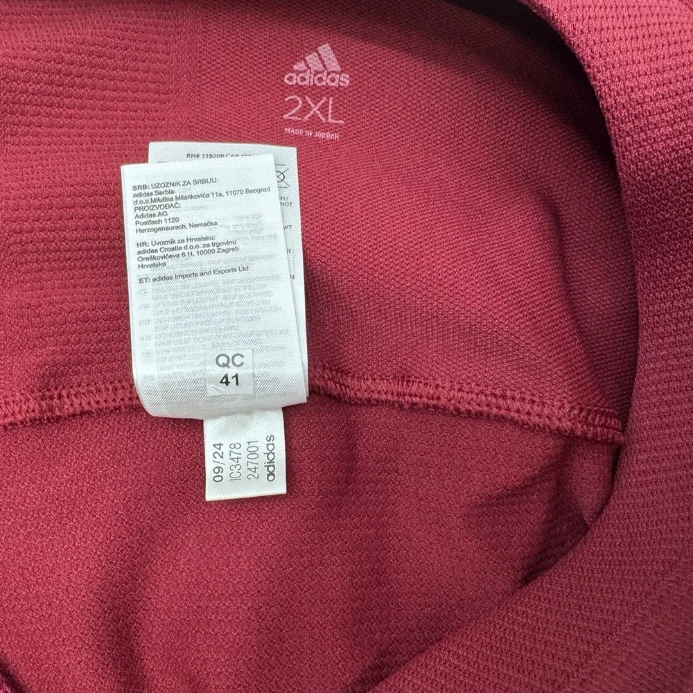 Adidas Mens 2XL Primeknit Maroon Football Jersey , Tech-fit